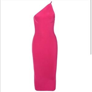 Hot Pink One Shoulder Bandage Dress